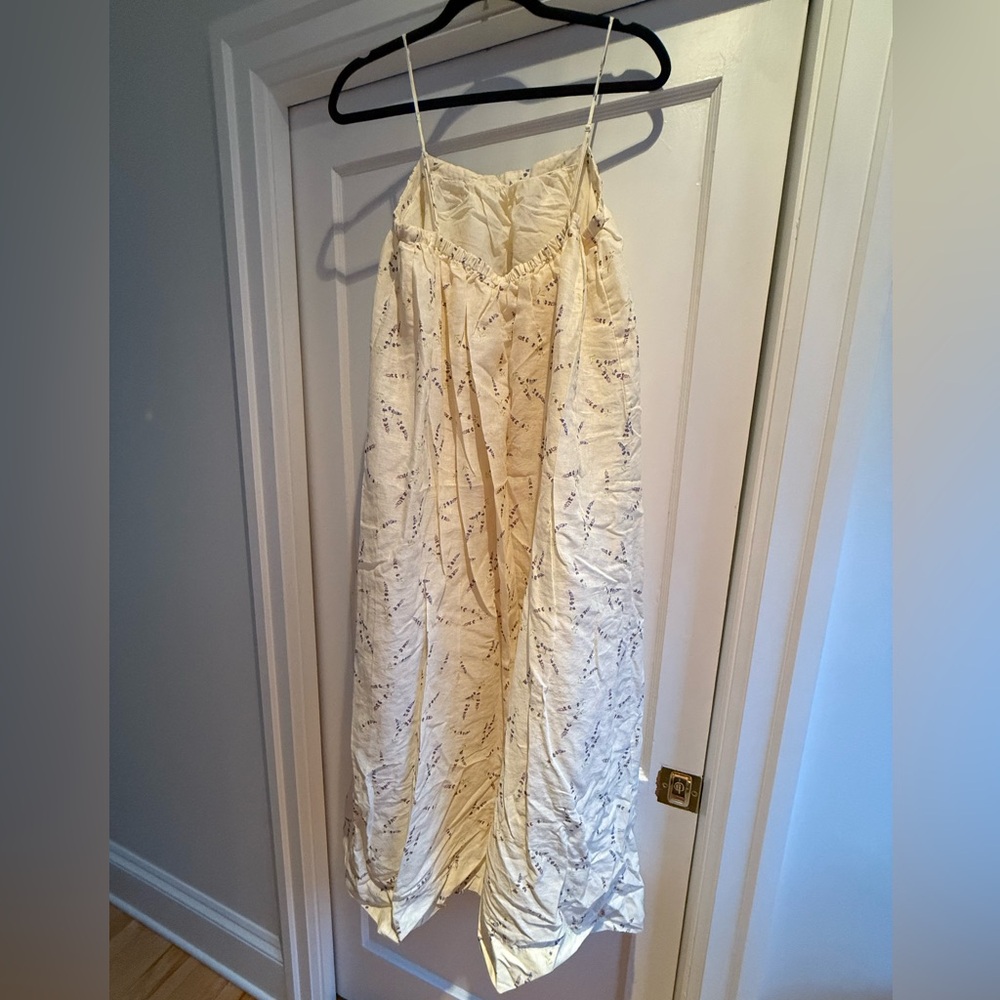 H&M cotton yellow Maxi Dress with lavender pattern